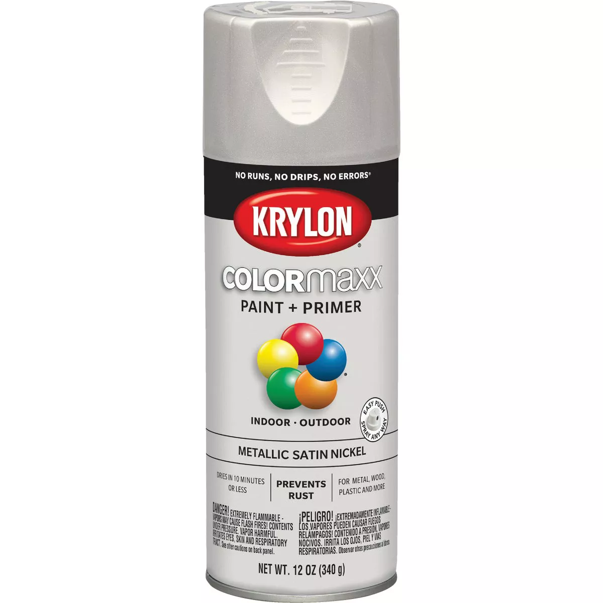 Krylon ColorMaxx 11 Oz. Brushed Metallic Satin Spray Paint, Nickel