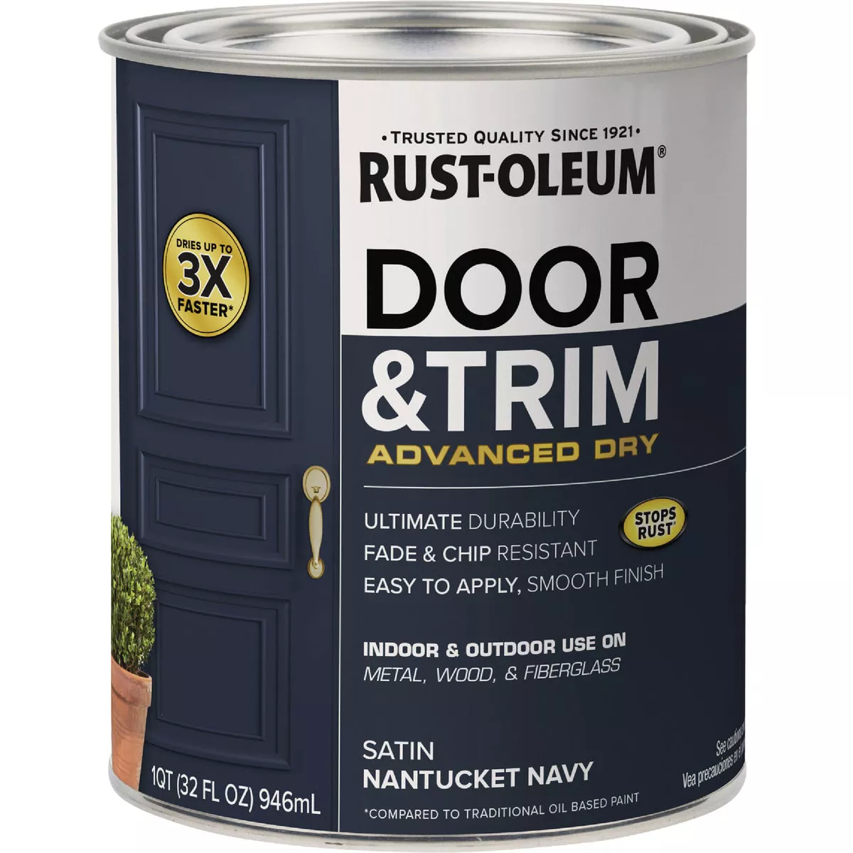 Rust-Oleum Stops Rust 1 Qt. Satin Nantucket Navy Door and Trim Paint - photo 2