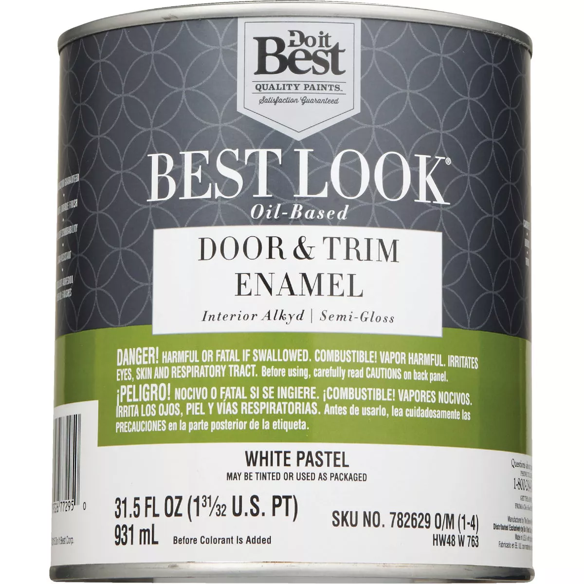 Best Look Alkyd/Oil Base Semi-Gloss Door & Trim Enamel Interior Wall Paint, White-Pastel Base, 1 Qt. - photo 2