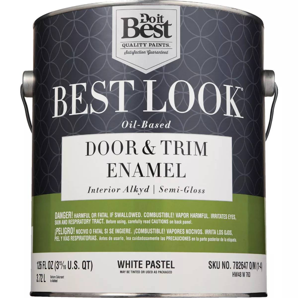 Best Look Alkyd/Oil Base Semi-Gloss Door & Trim Enamel Interior Wall Paint, White-Pastel Base, 1 Gal. - photo 2