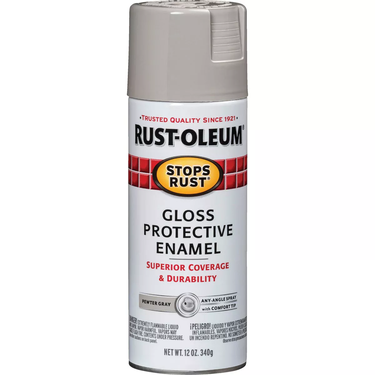 Rust-Oleum Stops Rust Pewter Gray Gloss 12 Oz. Anti-Rust Spray Paint