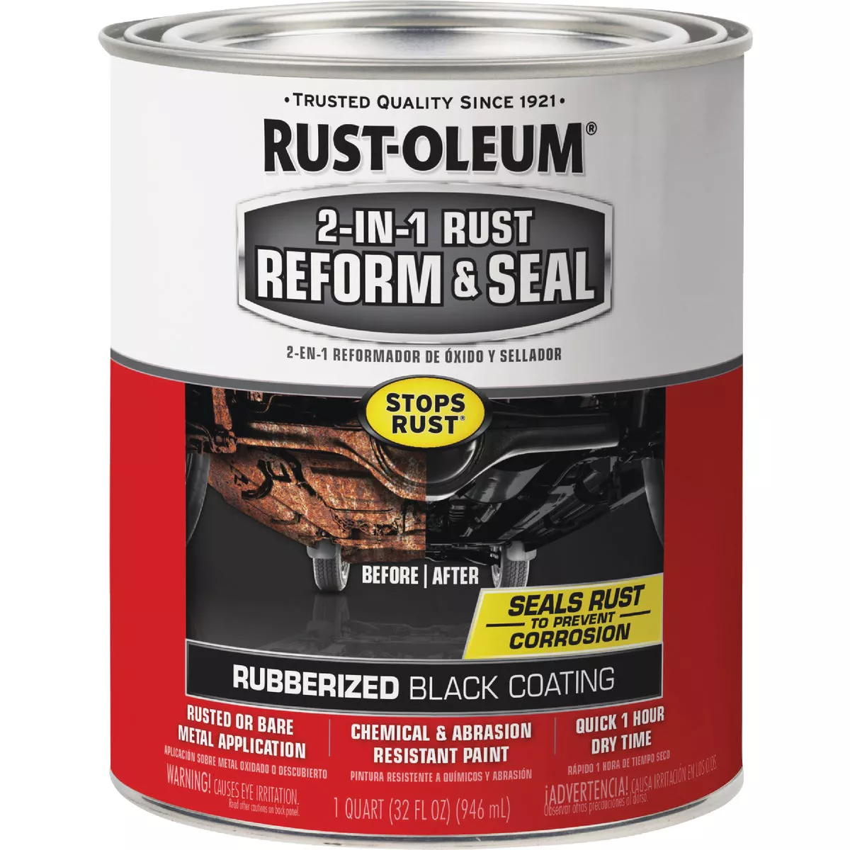 Rust-Oleum Stops Rust 2-In-1 Rust Reform & Seal, 1 Qt., Black - photo 2
