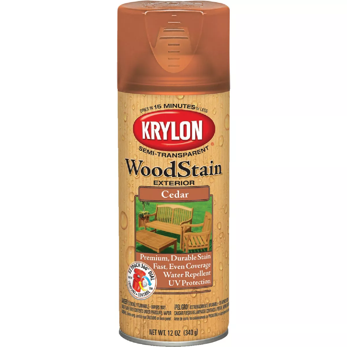 Krylon 12 Oz. Exterior Semi-Transparent Wood Stain Spray, Cedar
