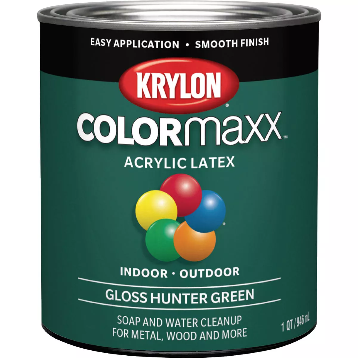 Krylon ColorMaxx Gloss Interior/Exterior Acrylic Latex Paint, Hunter Green, 1 Qt.