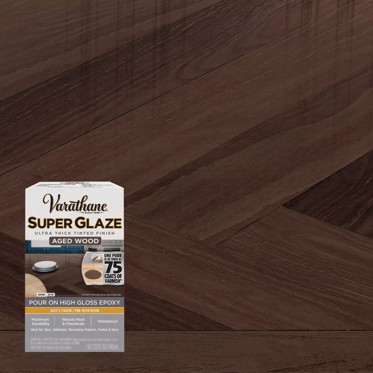 Varathane 1 Qt. Super Glaze Pour-On High Gloss Aged Wood Epoxy Resin - photo 5