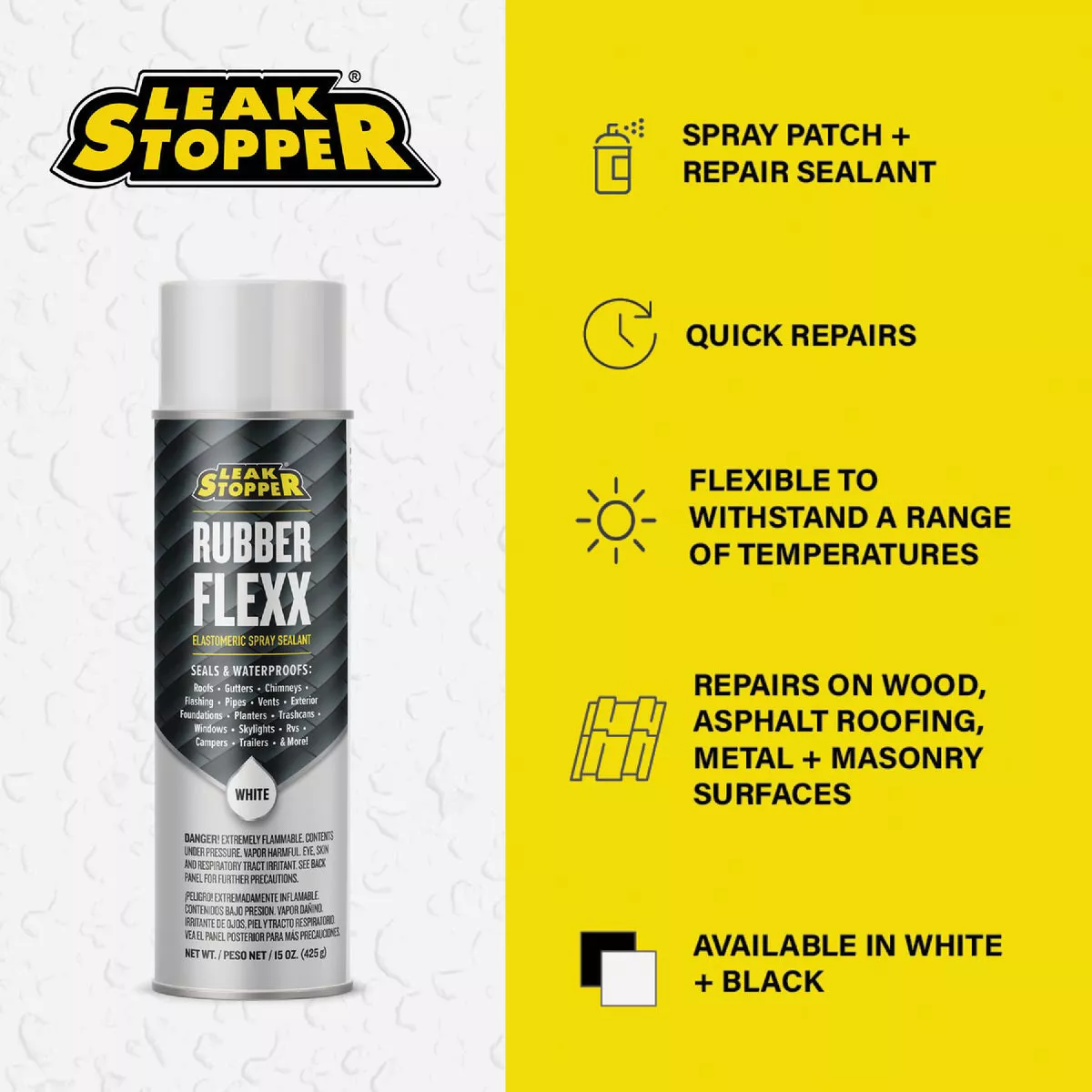 Black Jack Leak Stopper 15 Oz. White Rubber Flexx Spray Sealant - photo 2