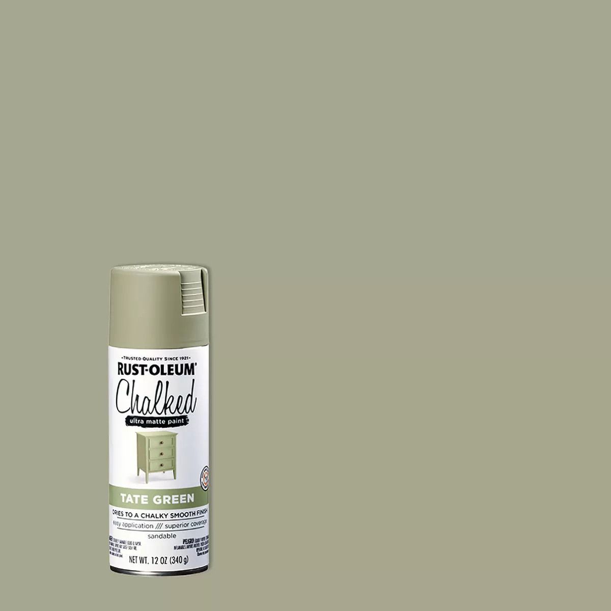 Rust-Oleum Chalked 12 Oz. Ultra Matte Spray Paint, Tate Green - photo 2