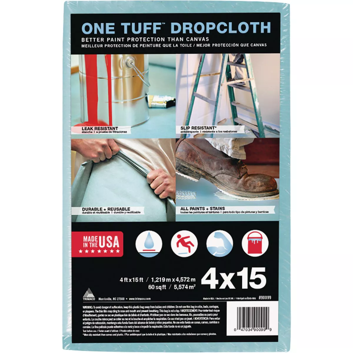 Trimaco One Tuff 4 Ft. x 15 Ft. Professional Grade Drop Cloth