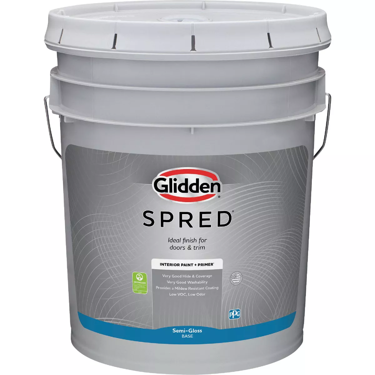 Glidden Spred Interior Paint + Primer Semi-Gloss White Pastel Base 5 Gallon