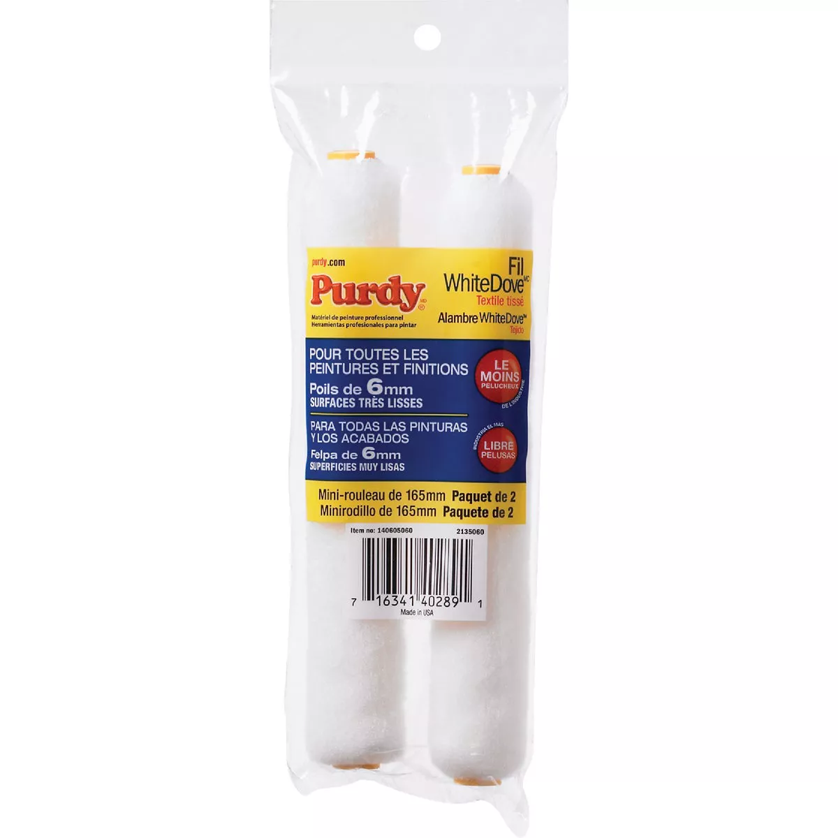 Purdy White Dove 6-1/2" x 1/4" Woven Fabric Roller Cover (2-Pack) - photo 2