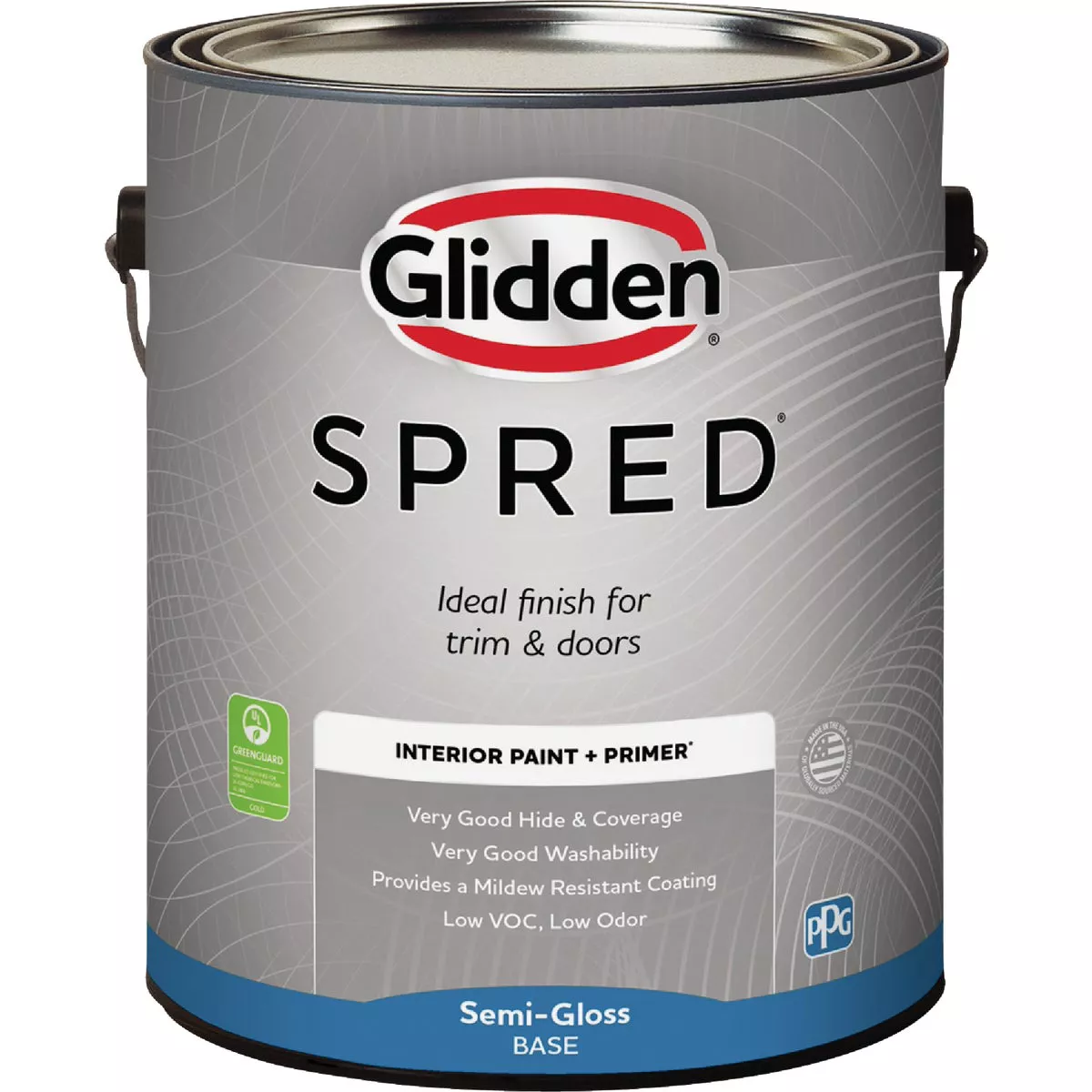 Glidden Spred Interior Paint + Primer Semi-Gloss White Pastel Base Gallon