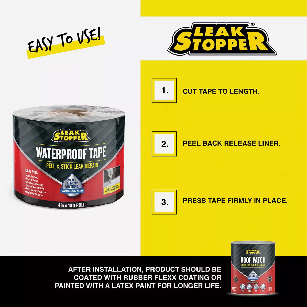 Leak Stopper Rubber Flexx 4 In. x 10 Ft. Waterproofing & Seam Tape - photo 6