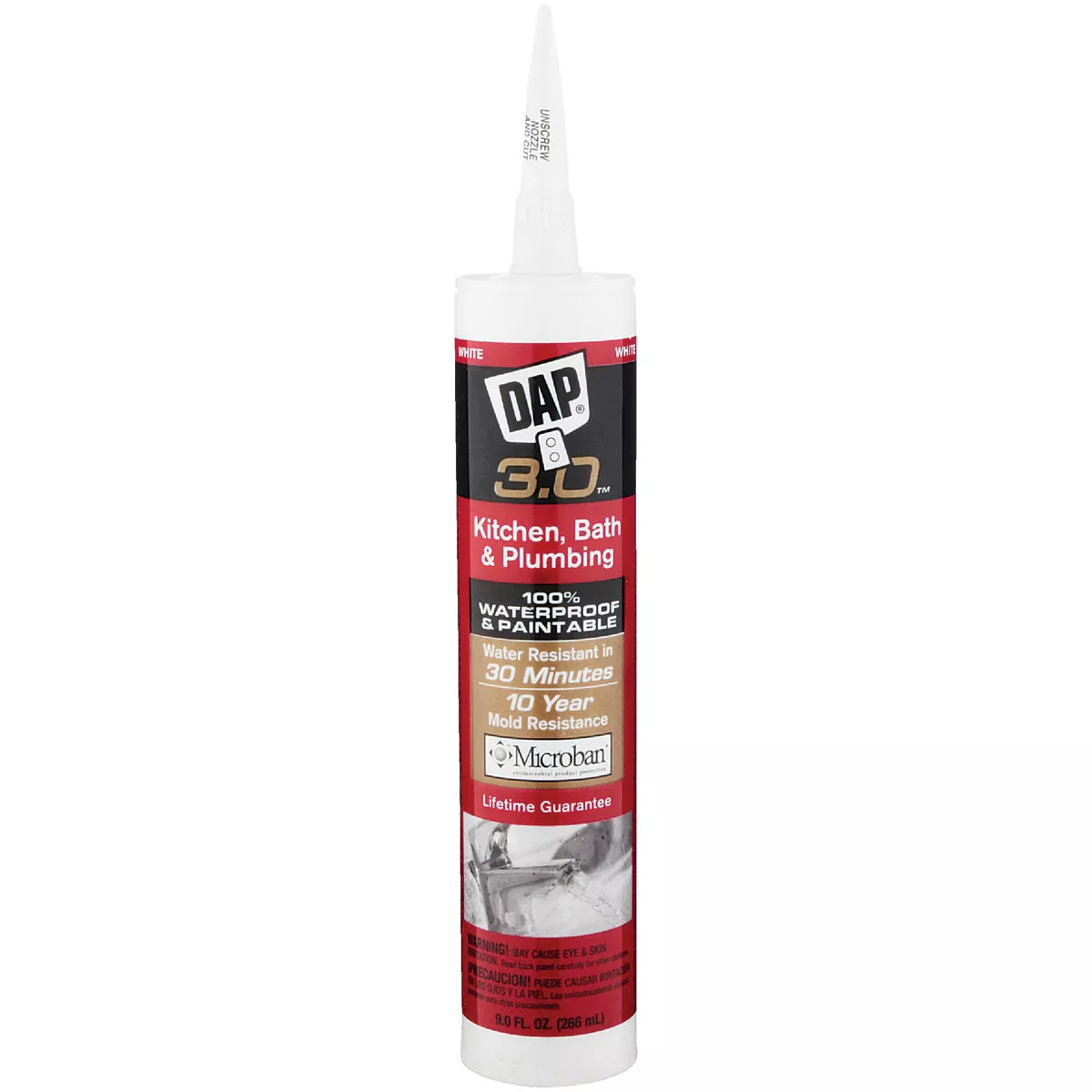 Dap 3.0 9 Oz. Gloss White Kitchen, Bath & Plumbing Caulk