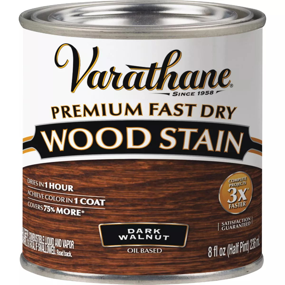 Varathane Fast Dry Dark Walnut Urethane Modified Alkyd Interior Wood Stain, 1/2 Pt. - photo 2