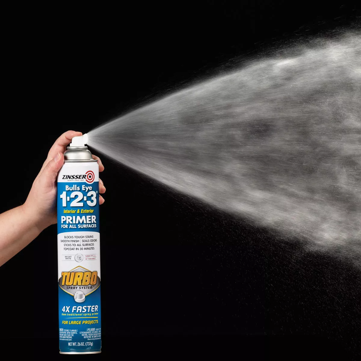 Zinsser 26 Oz. Bulls Eye 1-2-3 Primer Spray with Turbo Spray System, Flat White - photo 3