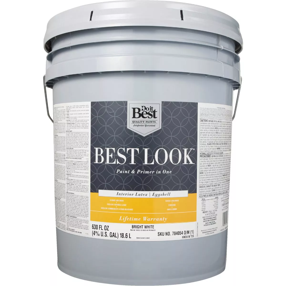 Best Look Latex Premium Paint & Primer In One Eggshell Interior Wall Paint, Bright White, 5 Gal. - photo 2