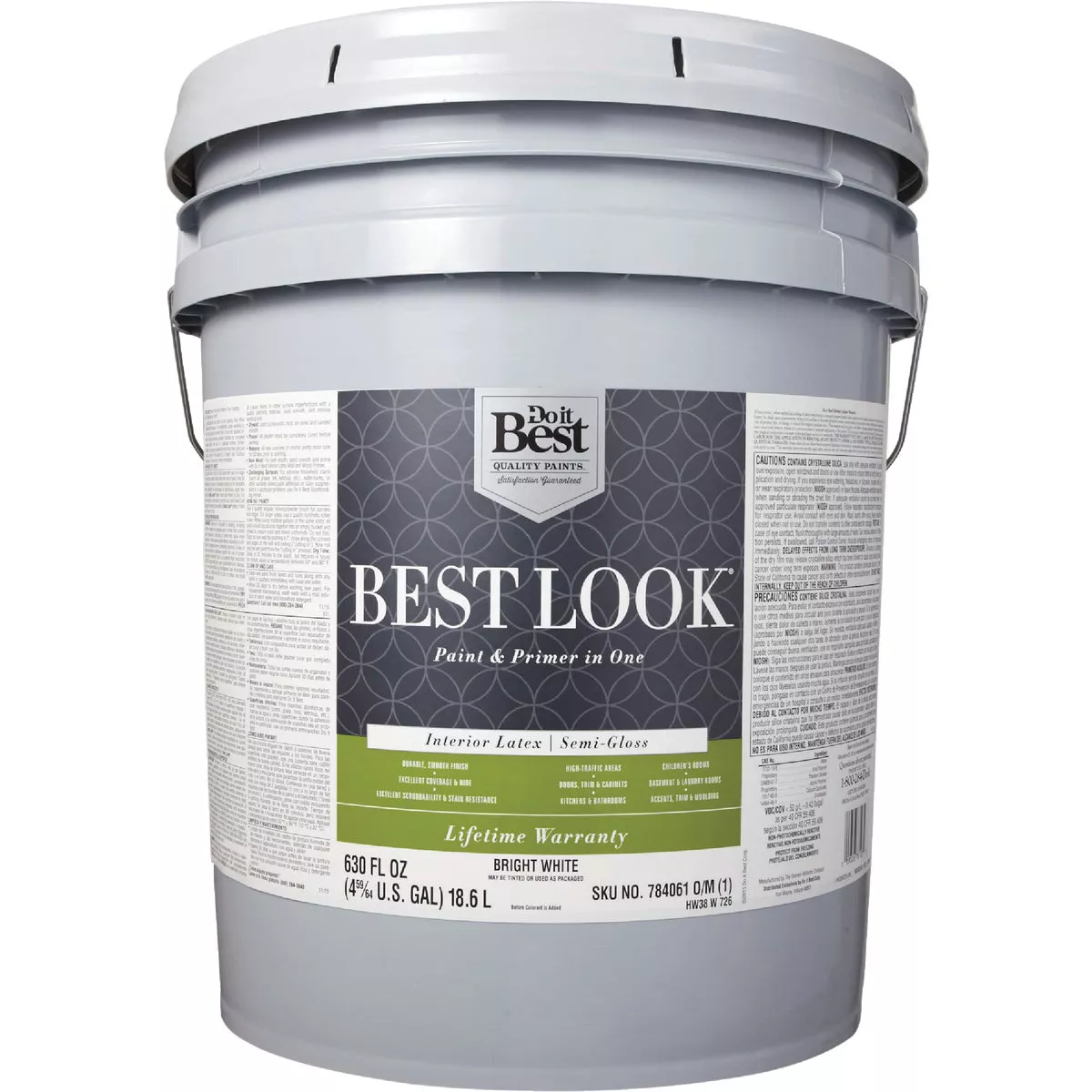 Best Look Latex Premium Paint & Primer In One Semi-Gloss Interior Wall Paint, Bright White, 5 Gal. - photo 2