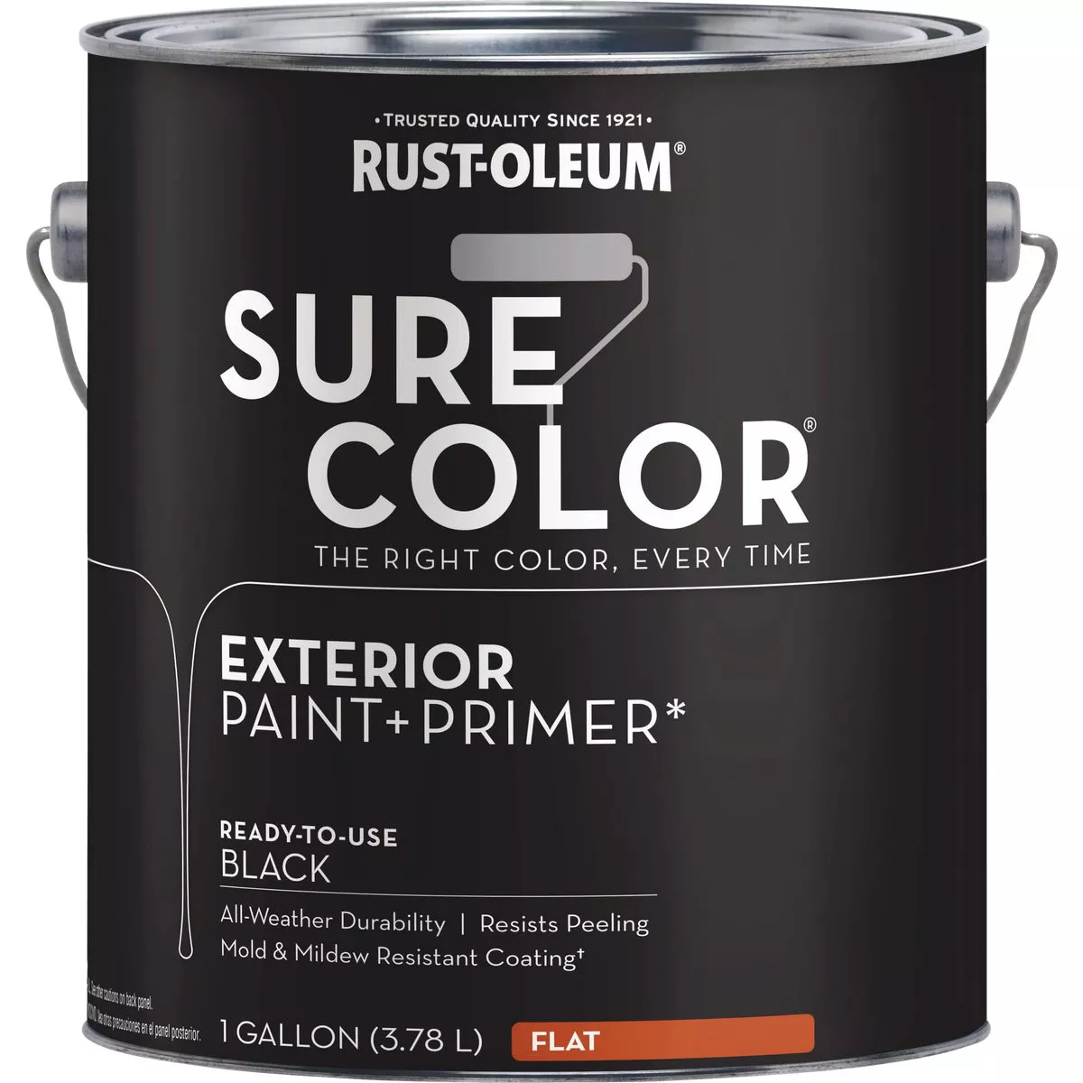 Rust-Oleum Sure Color Exterior Paint and Primer, Black, Flat, 1 Gal