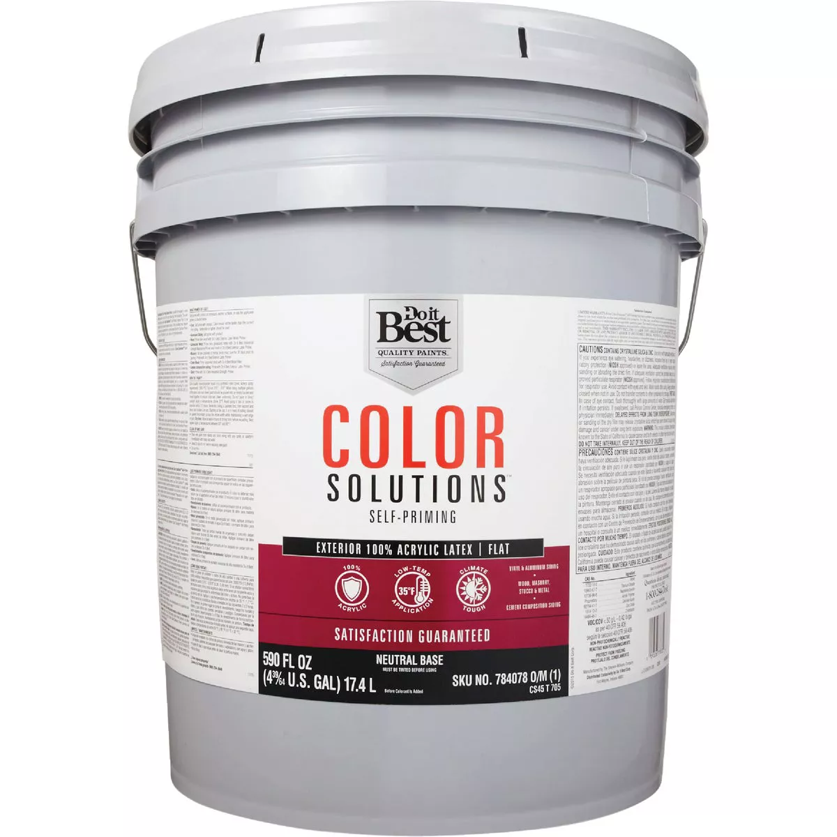 Do it Best Color Solutions 100% Acrylic Latex Self-Priming Flat Exterior House Paint, Neutral Base, 5 Gal. - photo 2