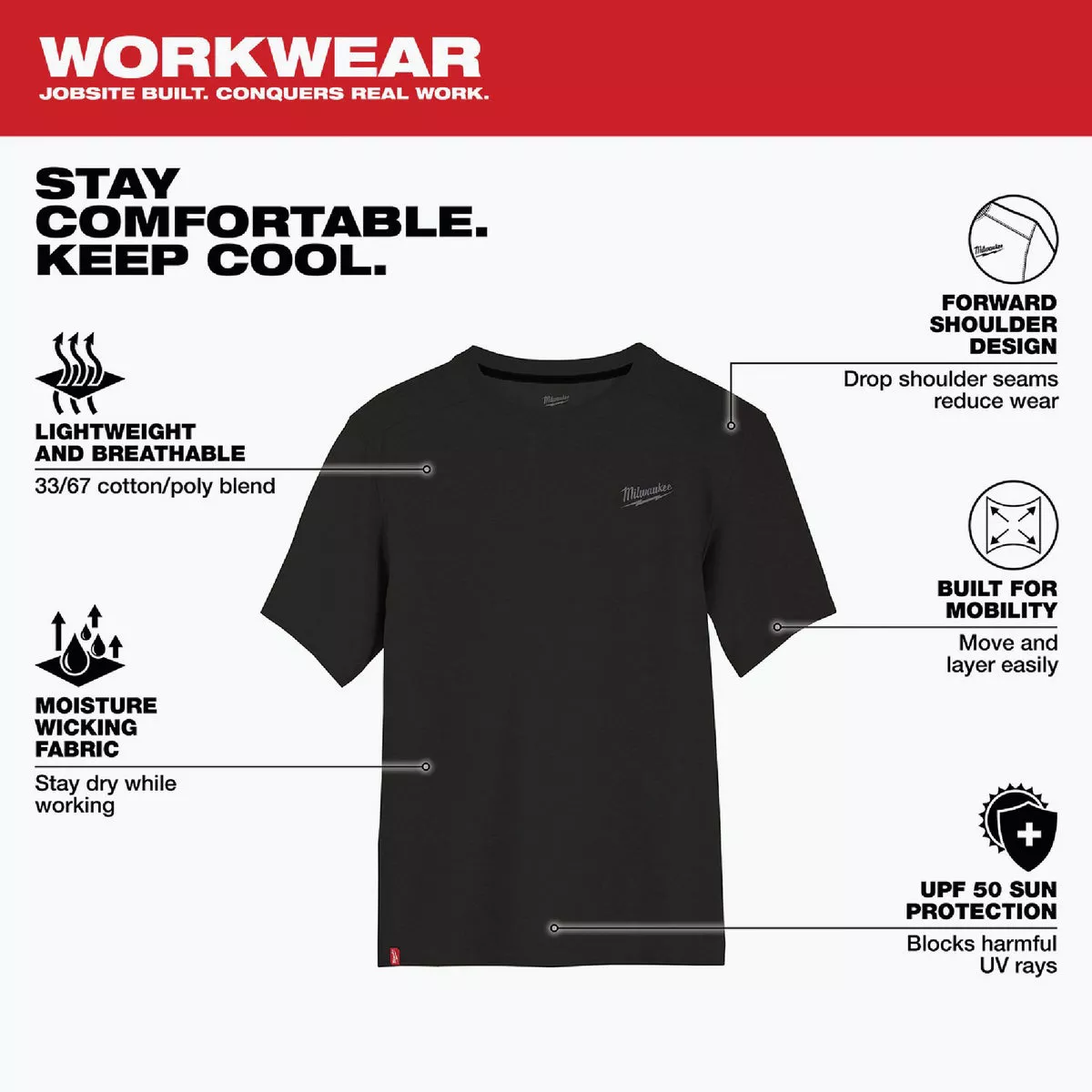 Milwaukee 2XL Black Short Sleeve Unisex Hybrid Work Shirt - photo 5