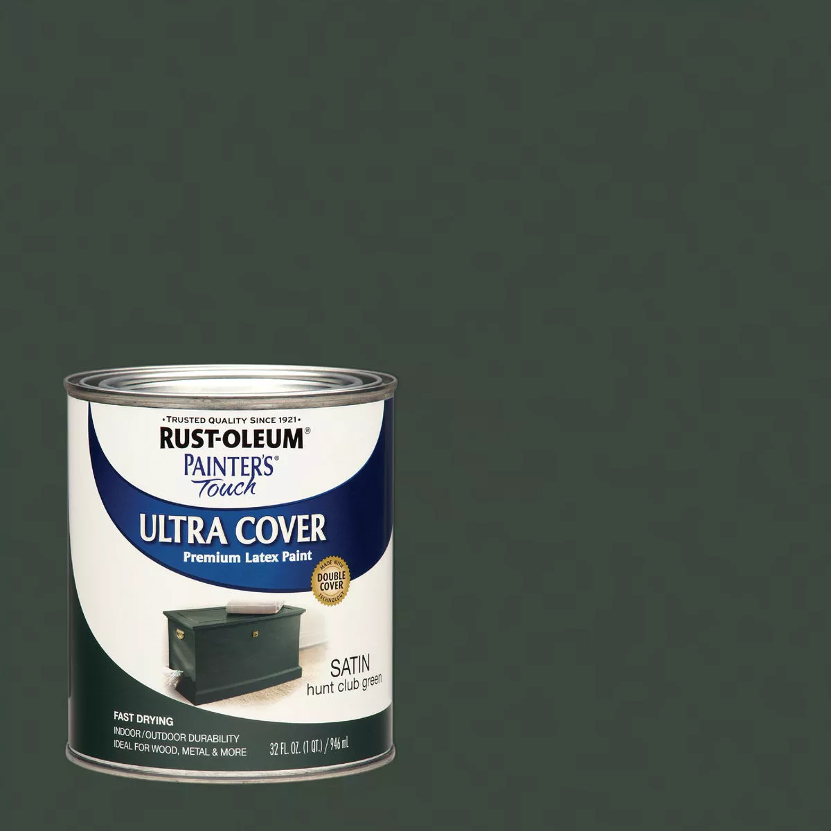 Rust-Oleum Painter's Touch 2X Ultra Cover Premium Latex Paint, Satin Hunt Club Green, 1 Qt.
