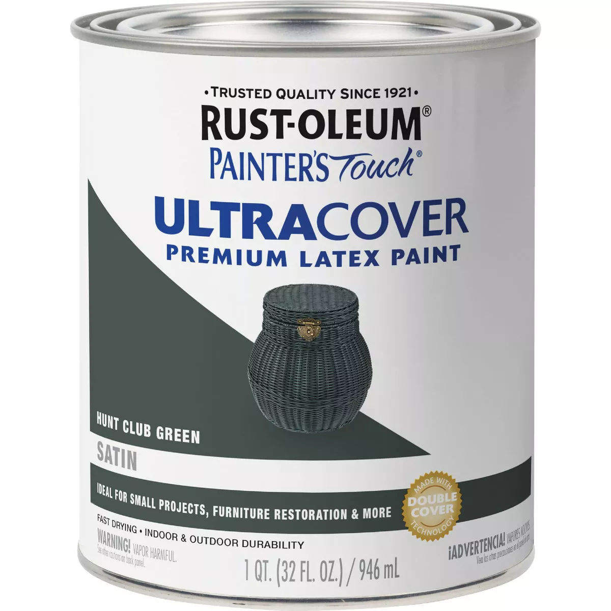 Rust-Oleum Painter's Touch 2X Ultra Cover Premium Latex Paint, Satin Hunt Club Green, 1 Qt. - photo 6