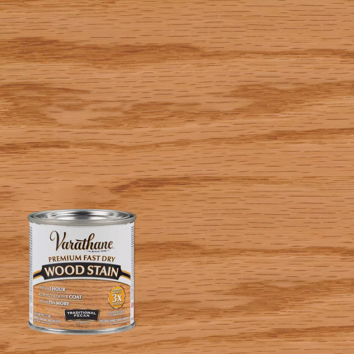 Varathane Fast Dry Traditional Pecan Urethane Modified Alkyd Interior Wood Stain, 1/2 Pt.