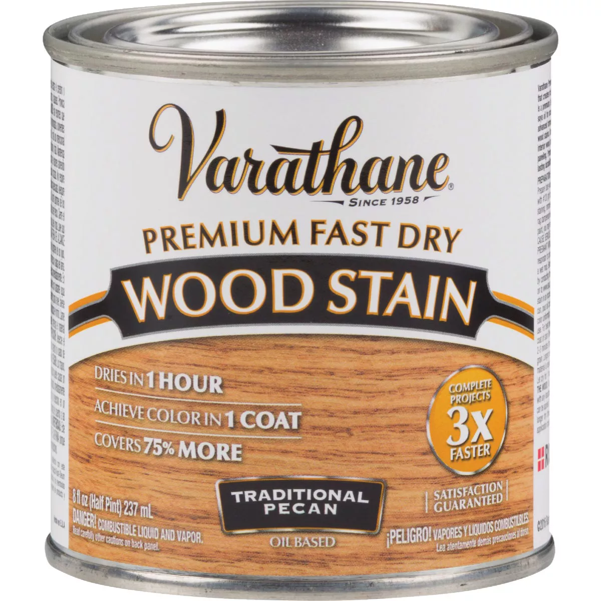 Varathane Fast Dry Traditional Pecan Urethane Modified Alkyd Interior Wood Stain, 1/2 Pt. - photo 2