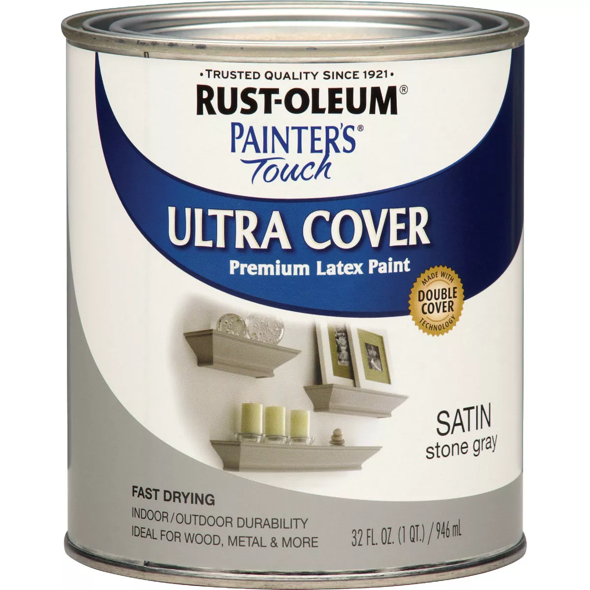 Rust-Oleum Painter's Touch 2X Ultra Cover Premium Latex Paint, Satin Stone Gray, 1 Qt. - photo 6