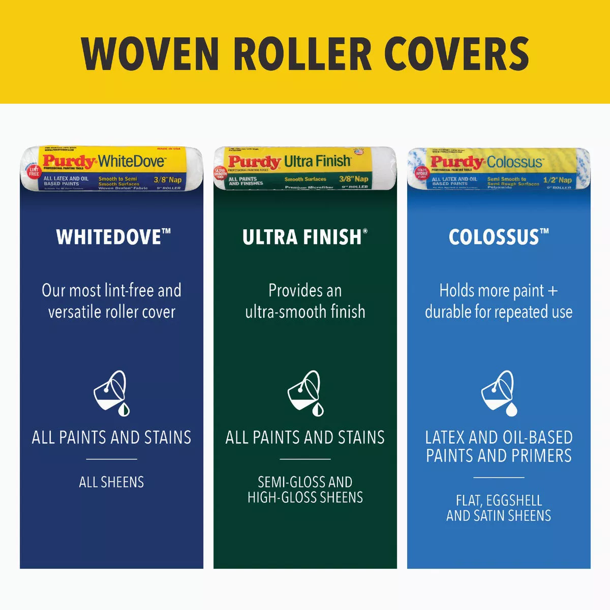 Purdy White Dove 6-1/2" x 3/8" Woven Fabric Roller Cover (2-Pack) - photo 3