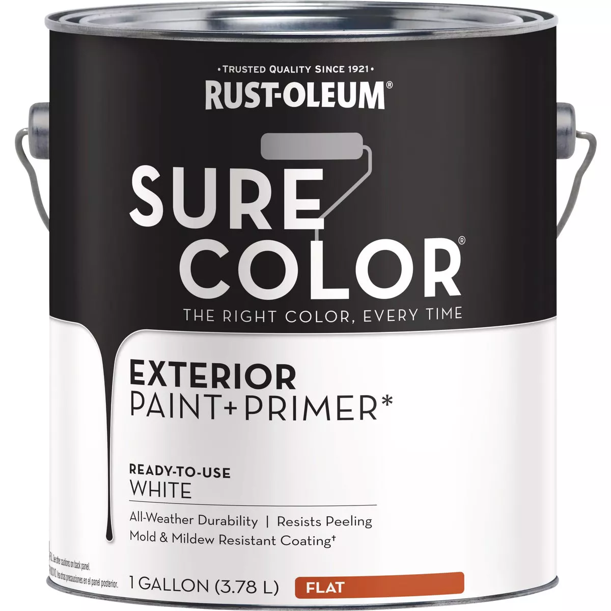 Rust-Oleum Sure Color Exterior Paint and Primer, White, Flat, 1 Gal