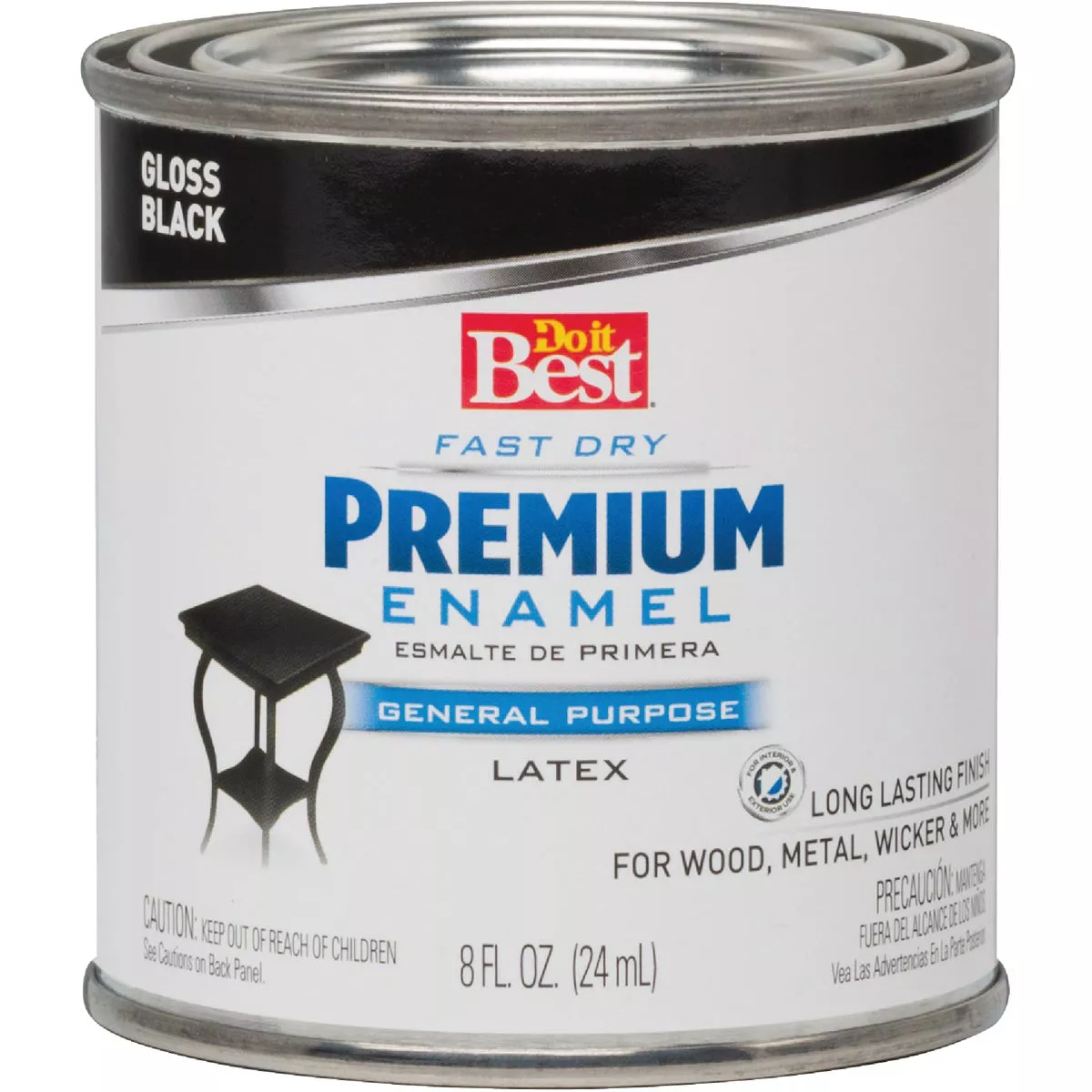 Do it Best Fast Dry Acrylic Latex Gloss Premium Enamel, Black, 1/2 Pt.