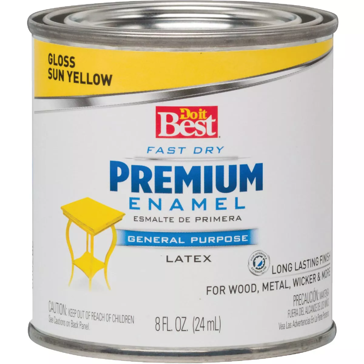 Do it Best Fast Dry Acrylic Latex Gloss Premium Enamel, Sun Yellow, 1/2 Pt.