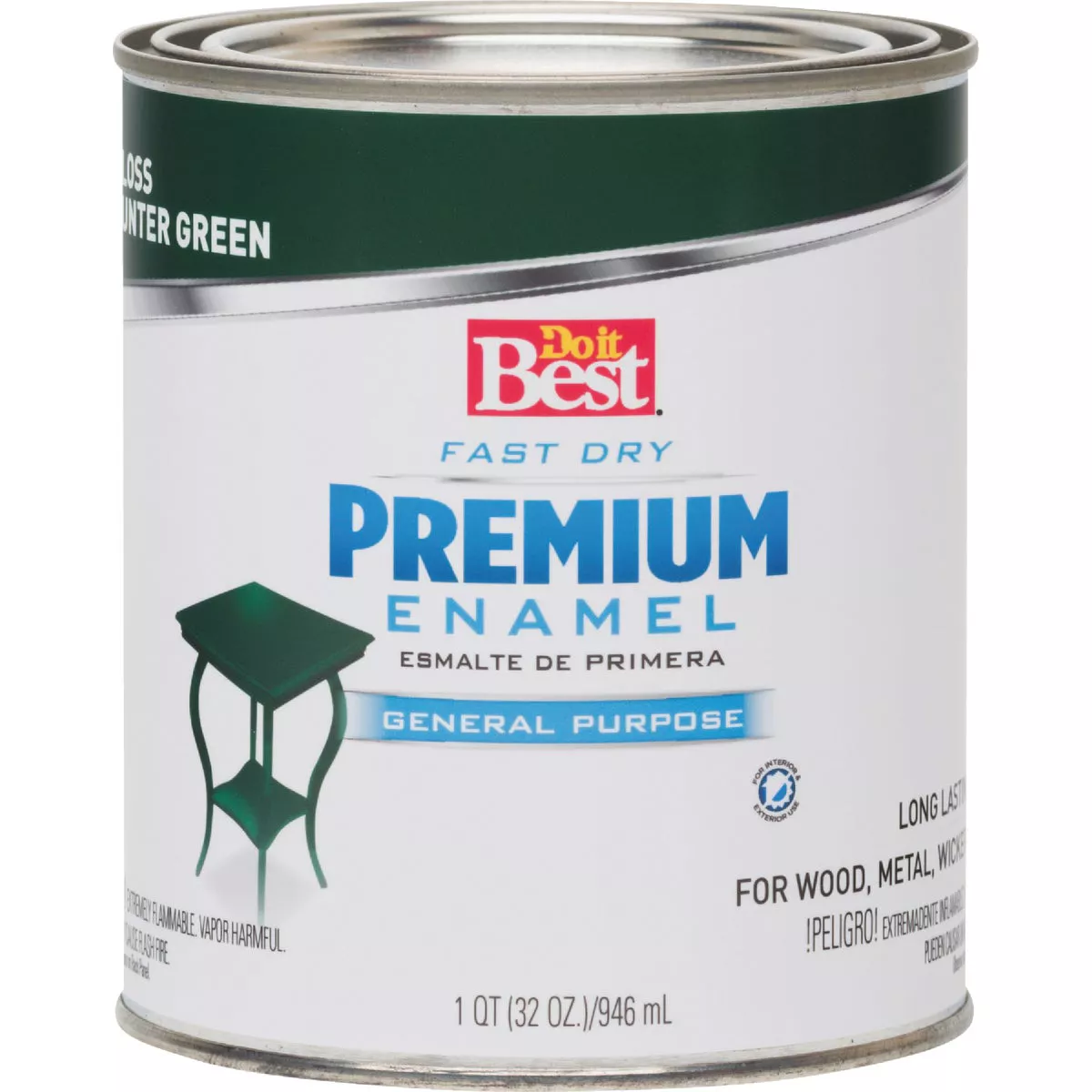 Do it Best Fast Dry Acrylic Latex Gloss Premium Enamel, Hunter Green, 1 Qt. - photo 2
