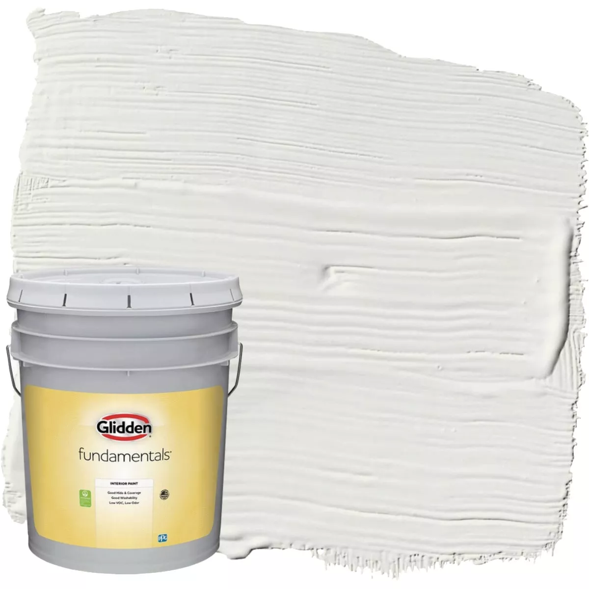 Glidden Fundamentals Grab-N-Go Eggshell Interior Paint, White, 5 Gal.