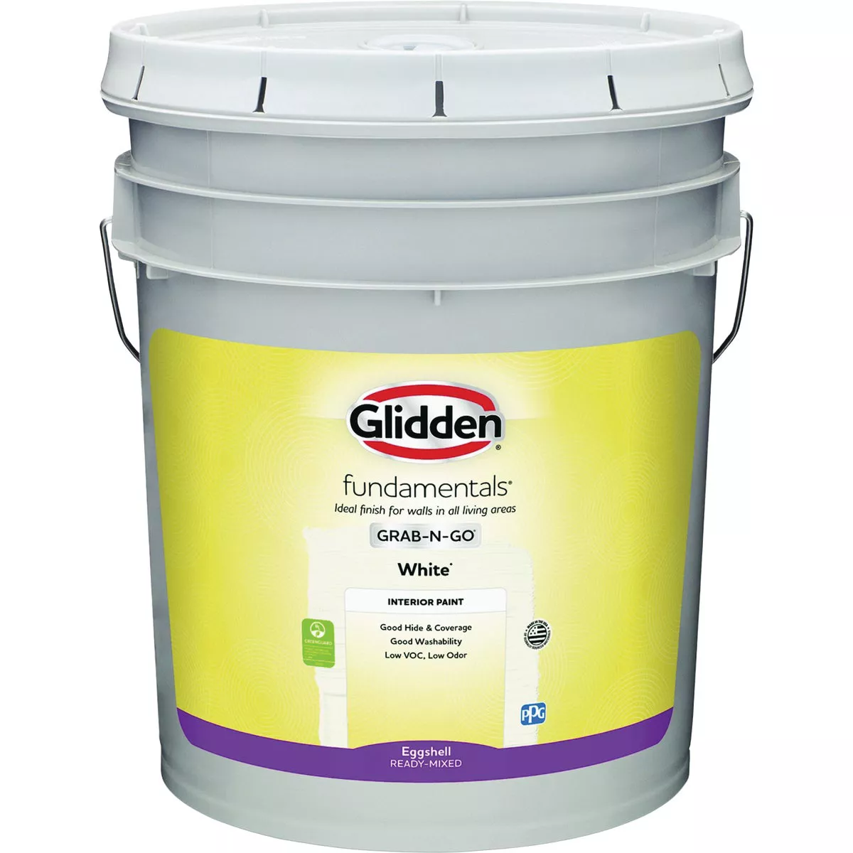 Glidden Fundamentals Grab-N-Go Eggshell Interior Paint, White, 5 Gal. - photo 2