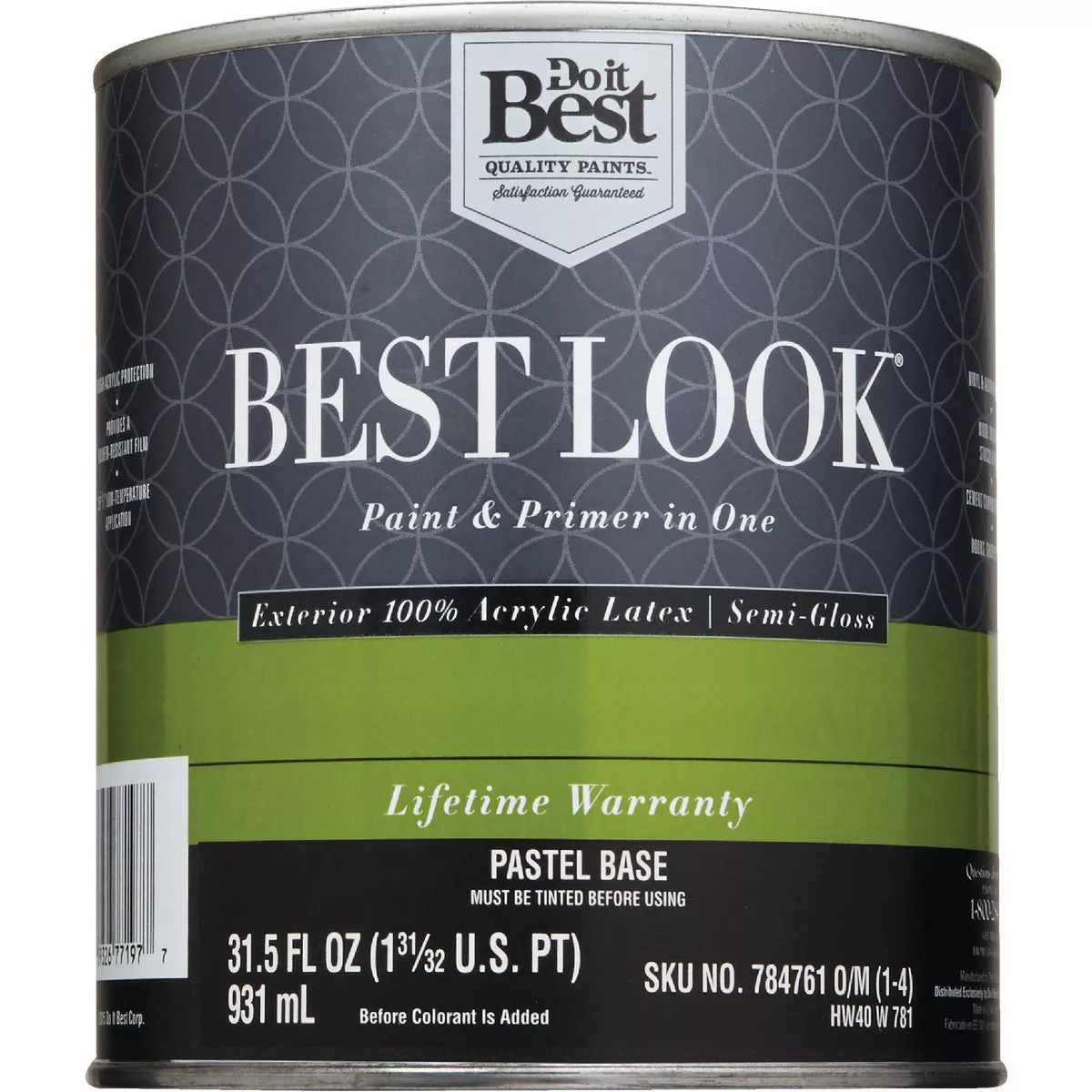 Best Look 100% Acrylic Latex Premium Paint & Primer In One Semi-Gloss Exterior House Paint, Pastel Base, 1 Qt. - photo 2