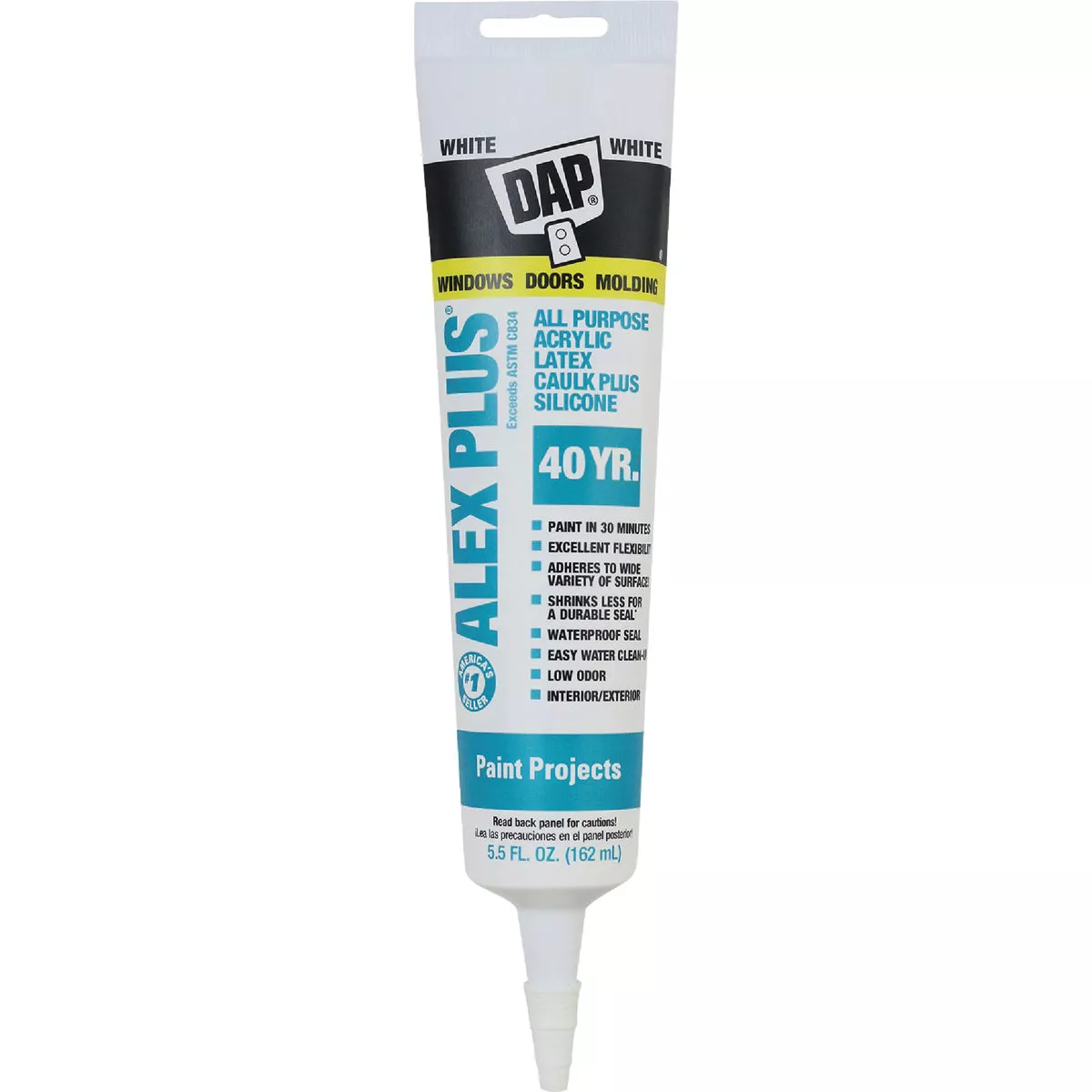 Dap Alex Plus 5.5 Oz. All Purpose White Siliconized Acrylic Latex Caulk