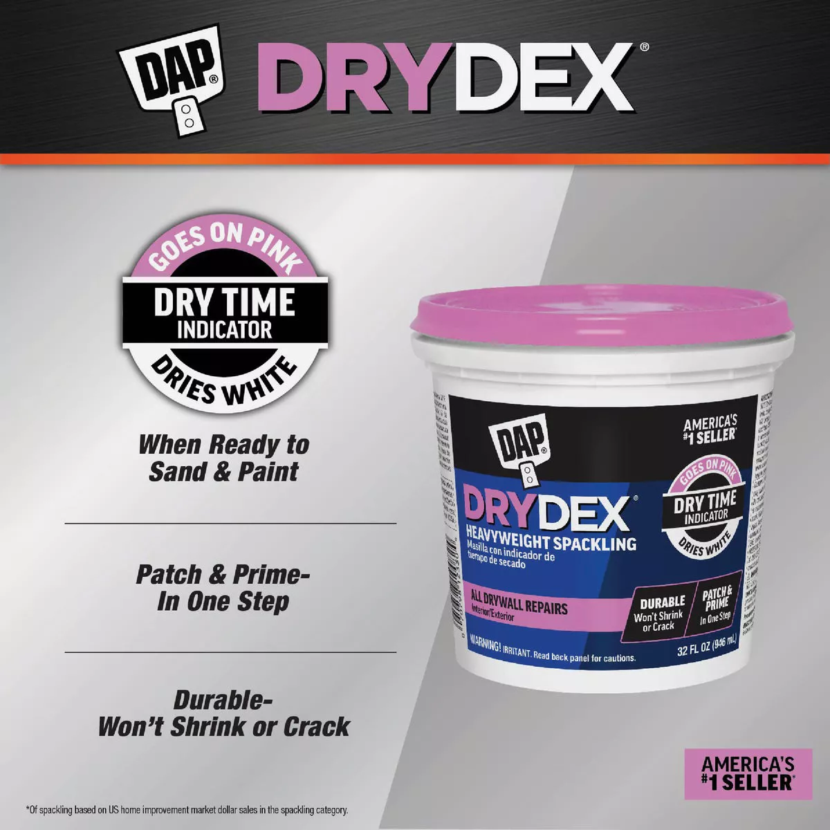 DAP Drydex 1/2 Pt. General Purpose Acrylic Spackling - photo 3