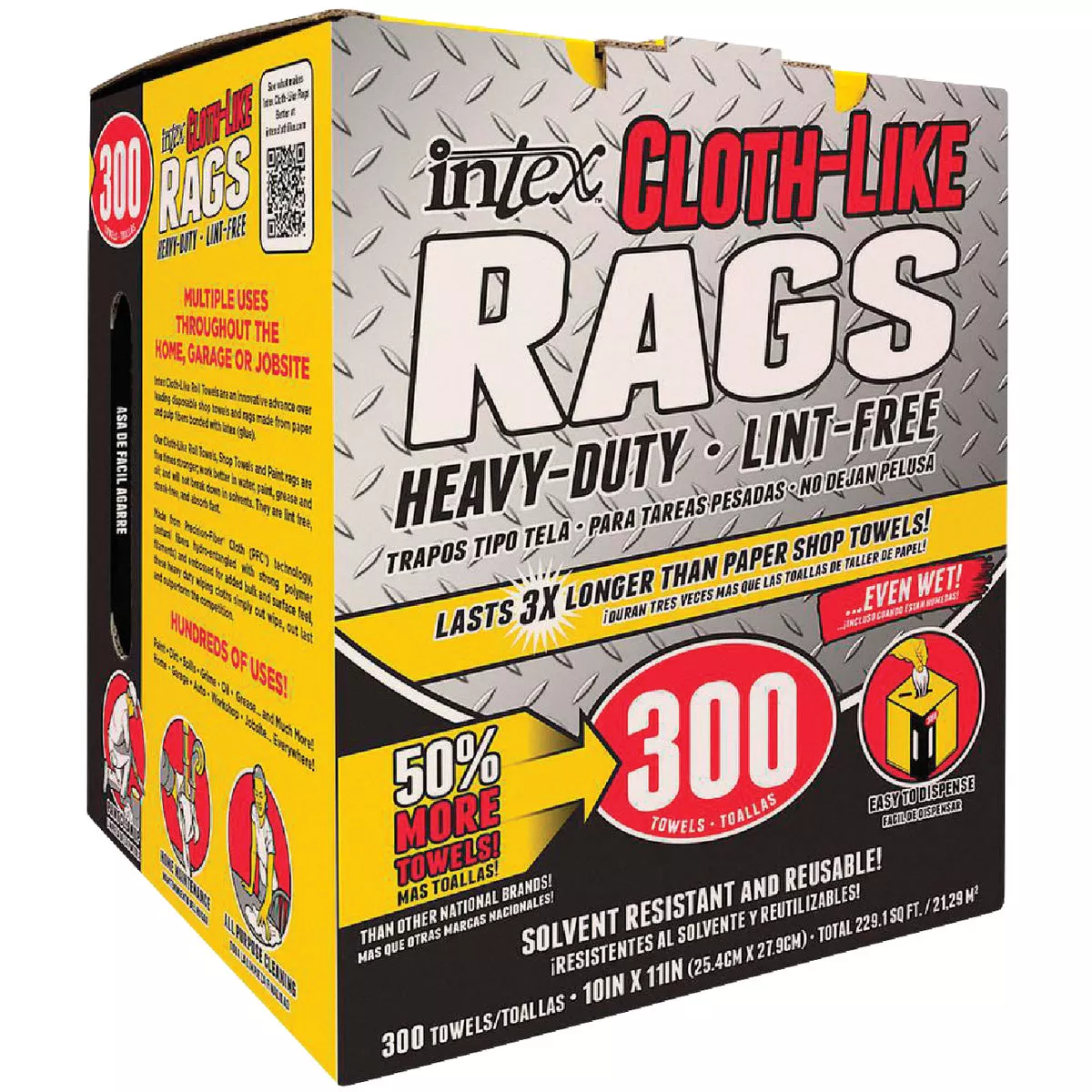 Intex Supply 10 In. x 11 In. White Cloth-Like Rag (300 Count)