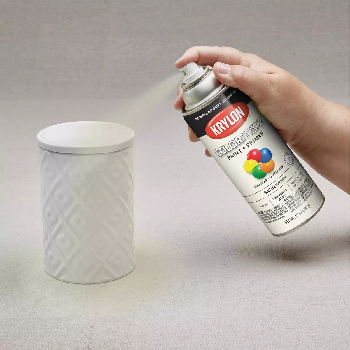 Krylon ColorMaxx 12 Oz. Satin Spray Paint, Ivory - photo 5