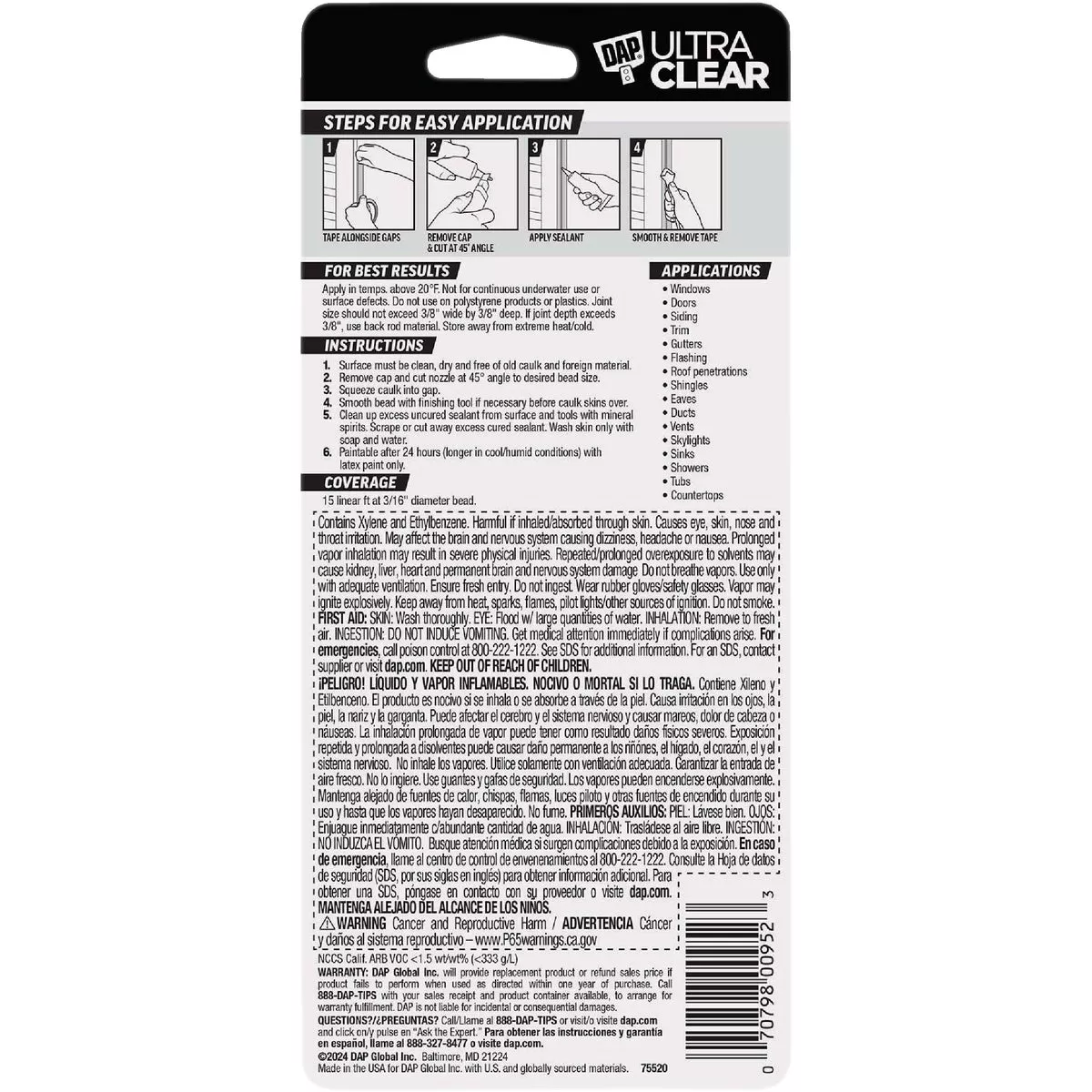 DAP Ultra Clear 2.8 Oz. All Purpose Elastomeric Sealant, Clear - photo 3