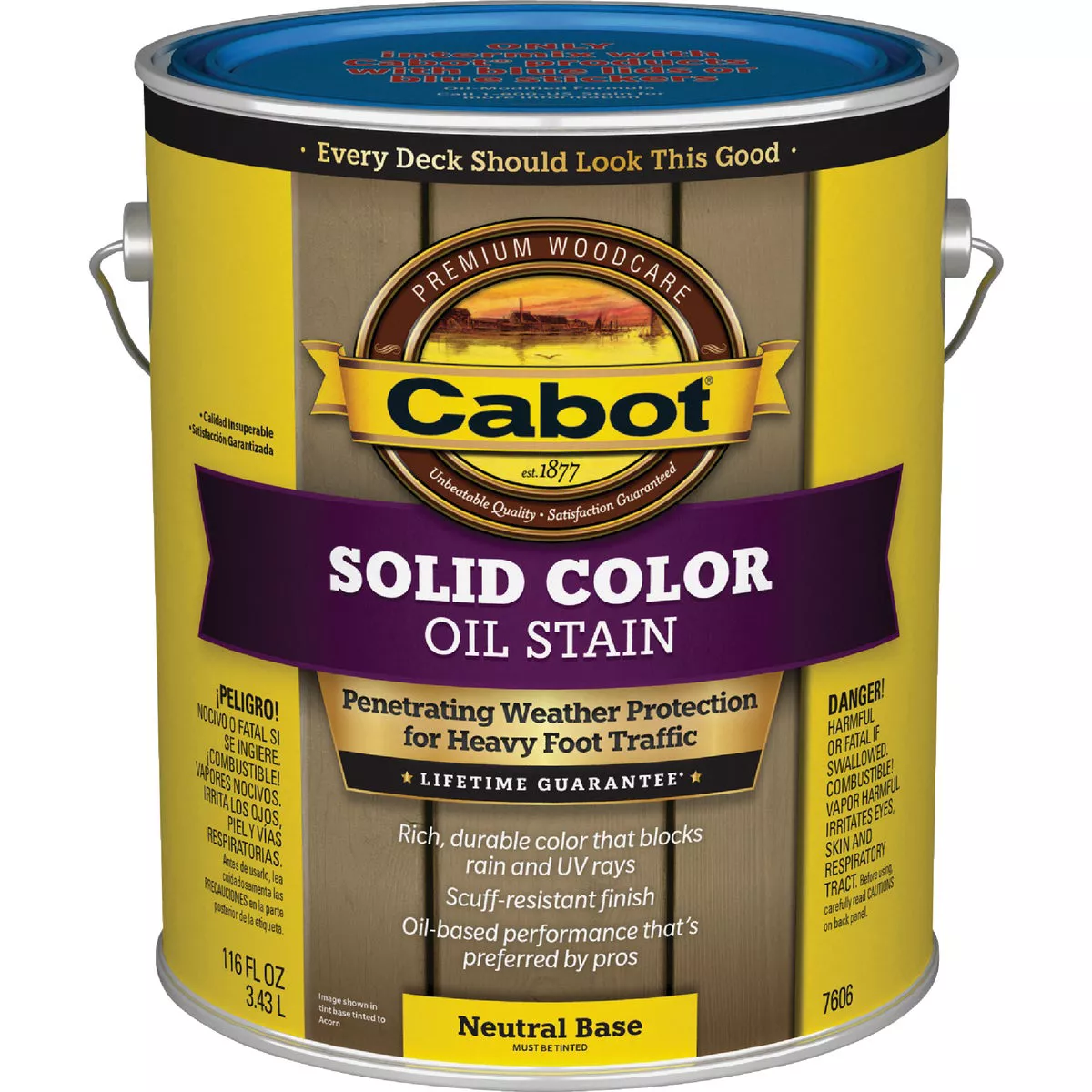 Cabot VOC Solid Color Oil Deck Stain, 7606 Neutral Base, 1 Gal.