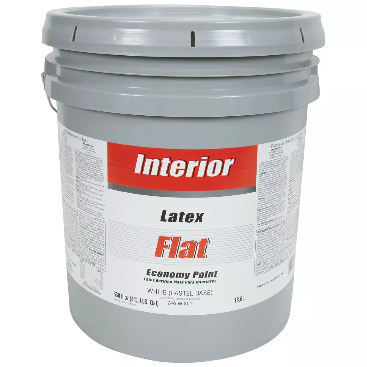 Economy Latex Flat Interior Wall Paint, White-Pastel Base, 5 Gal.