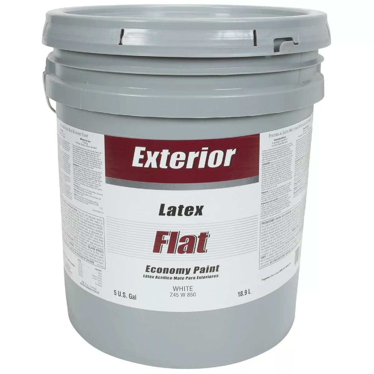 Economy Latex Flat Exterior House Paint, White, 5 Gal.