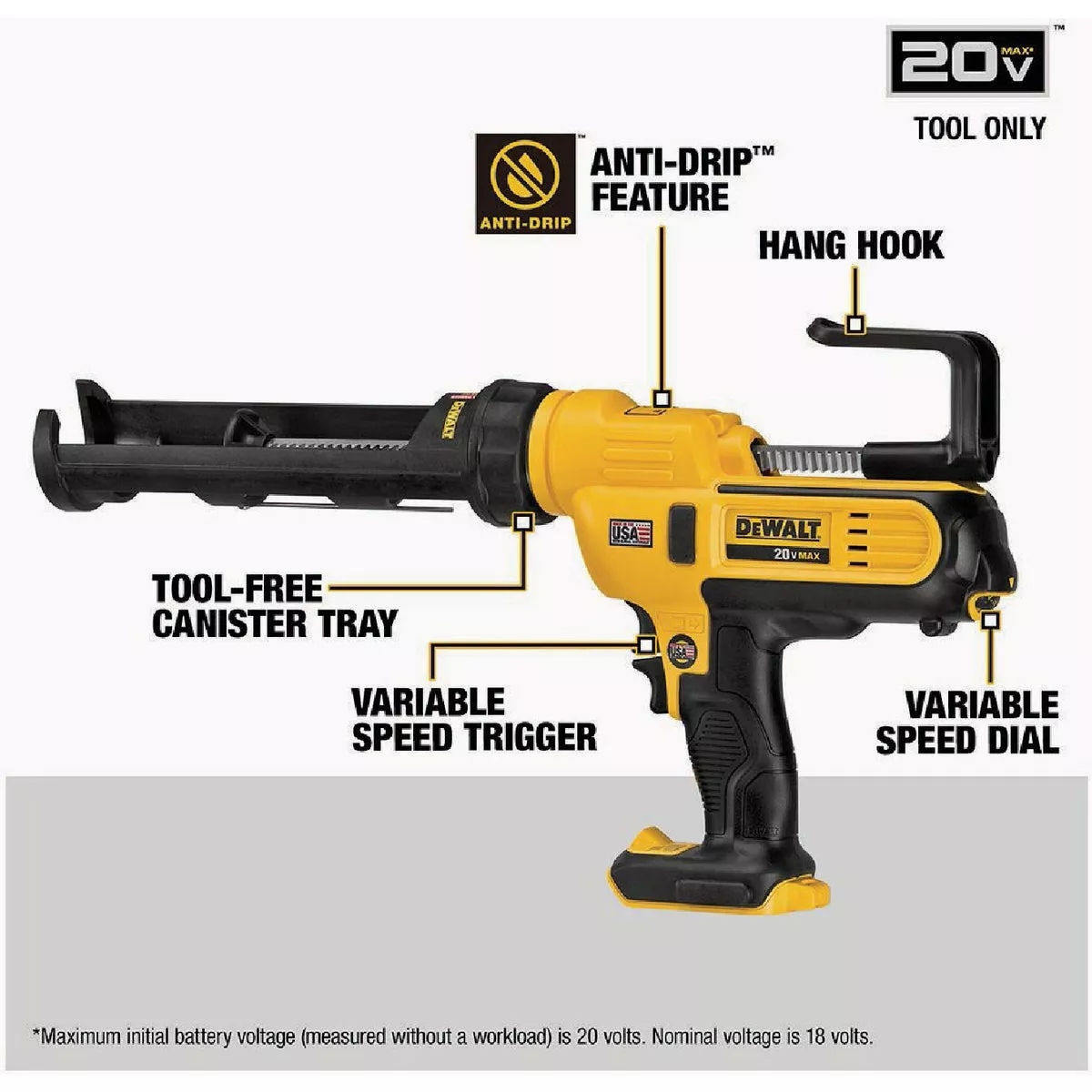 DEWALT 20V MAX 10 Oz./300 mL Adhesive Gun (Tool Only) - photo 2