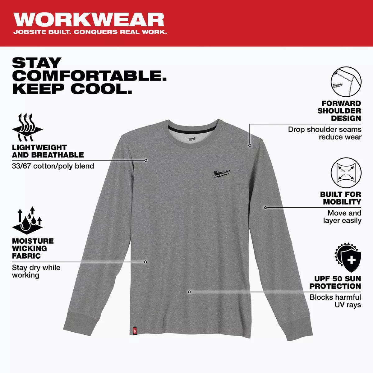 Milwaukee XL Gray Long Sleeve Unisex Hybrid Work Shirt - photo 2