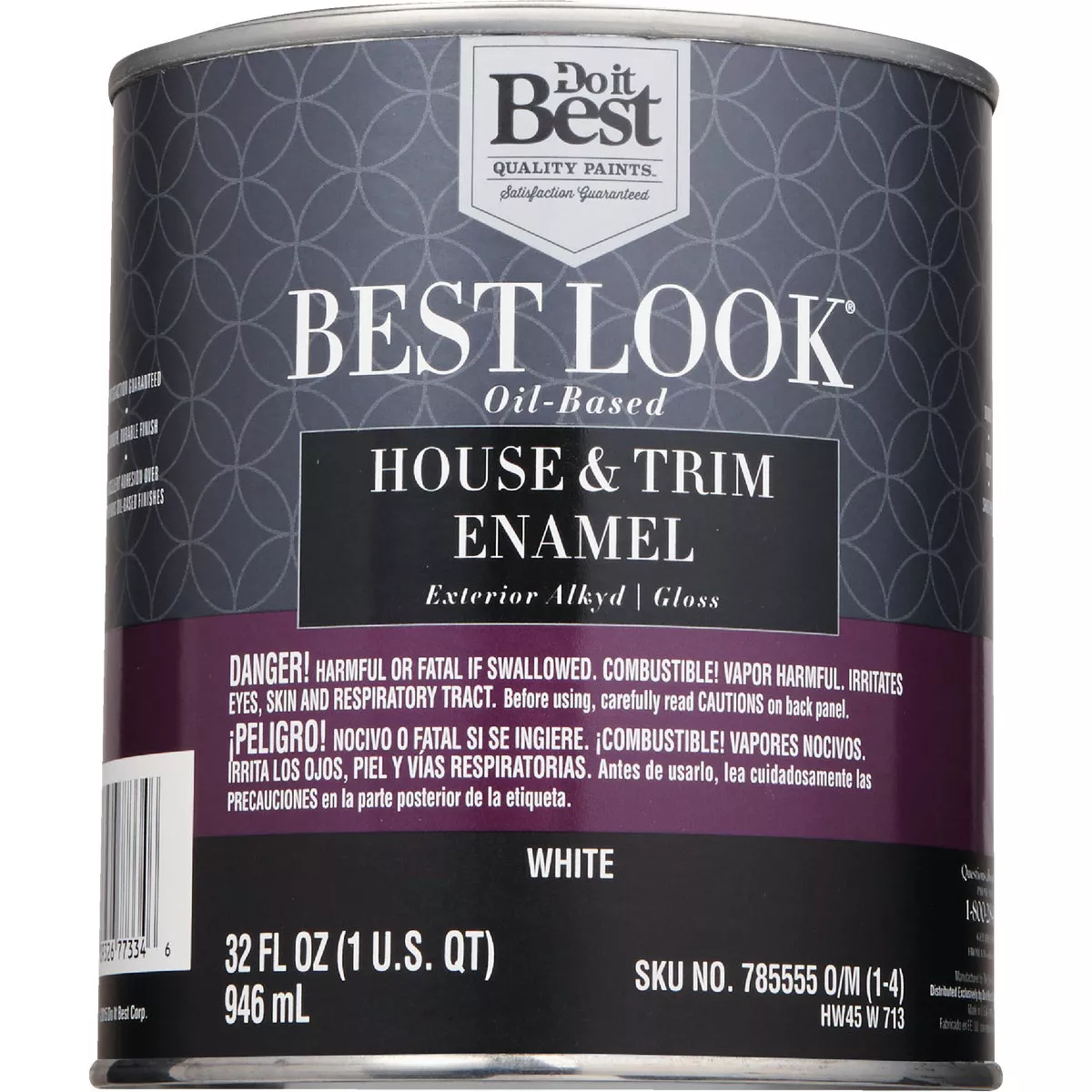 Best Look Oil-Based Alkyd Gloss Exterior House & Trim Enamel Paint, White, 1 Qt. - photo 2