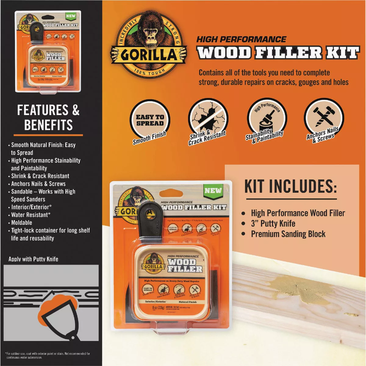 Gorilla Wood Filler Kit (2-Piece) - photo 3