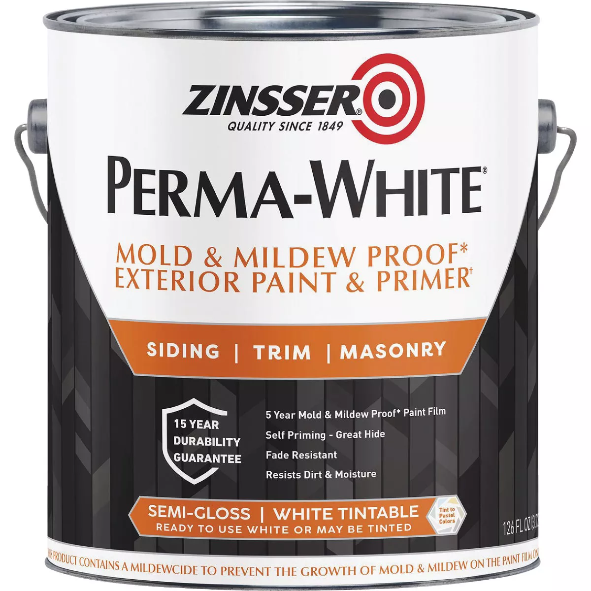 Zinsser Perma-White White-Tintable Semi-Gloss Gallon Mildew Paint